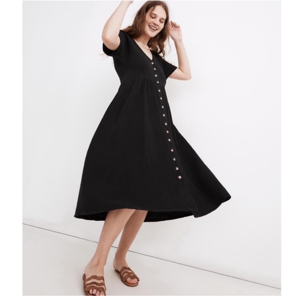 Madewell Black Button Down Midi Dress